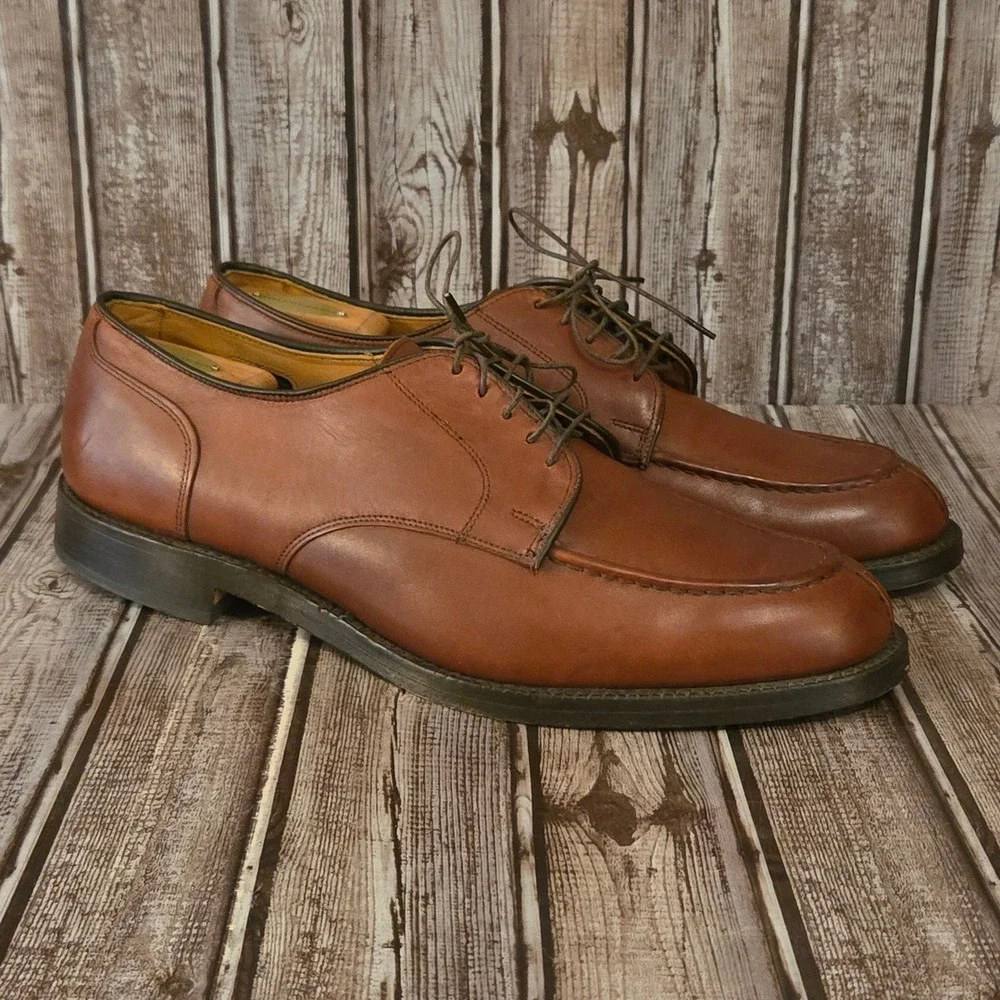 Sz 13 D Mens Allen Edmonds Bradley Brown Split Toe Leather Blucher Shoes VGUC